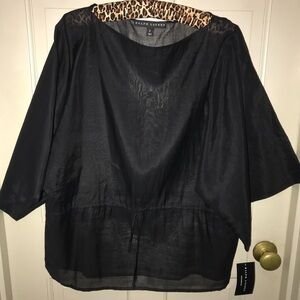 Ralph Lauren black label semi sheer cotton shirt w  dolman 3/4 sleeves.